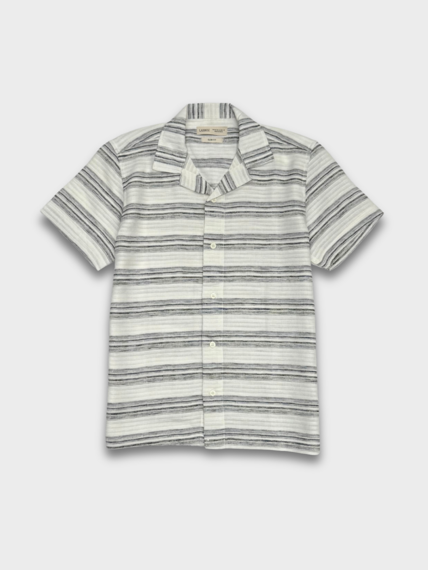 WHITE STRIPED TEXTURED HALF SLEEVES SHIRT