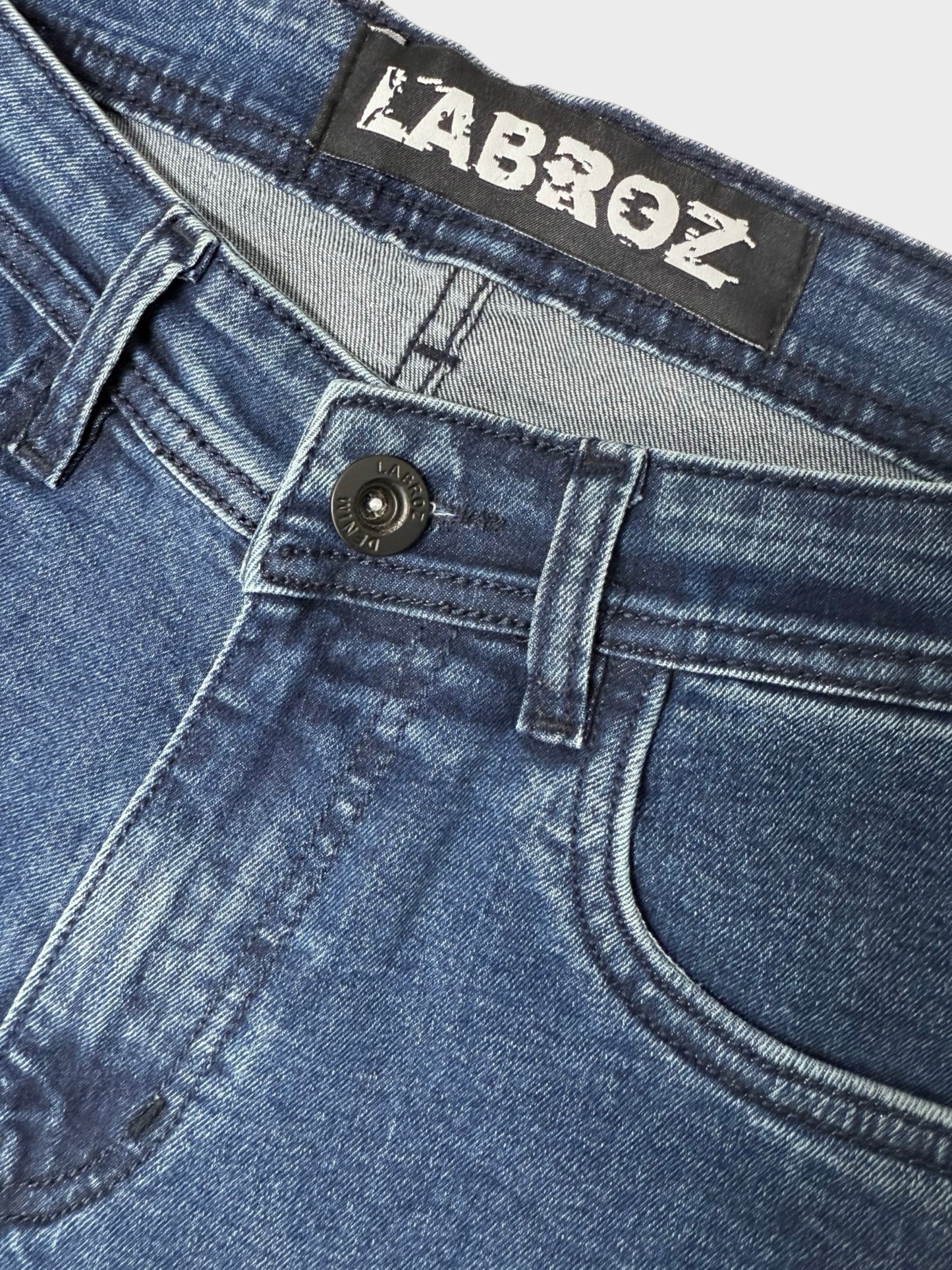 MID BLUE COMFORT FIT DENIM CARGO PANTS
