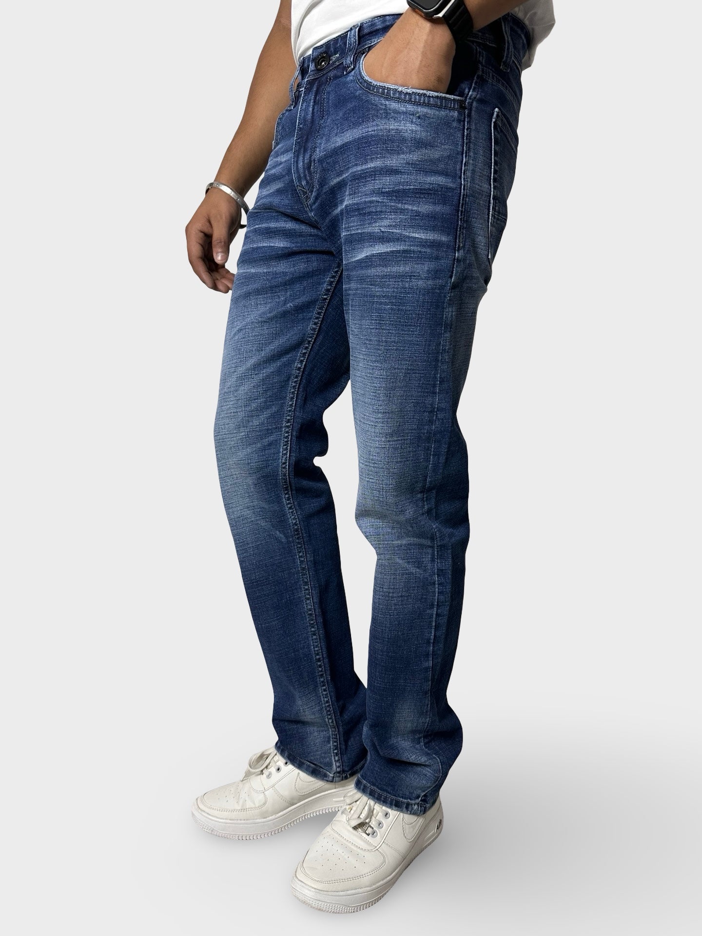 Men's Straight Fit Fade Blue Stretch Denim Jeans