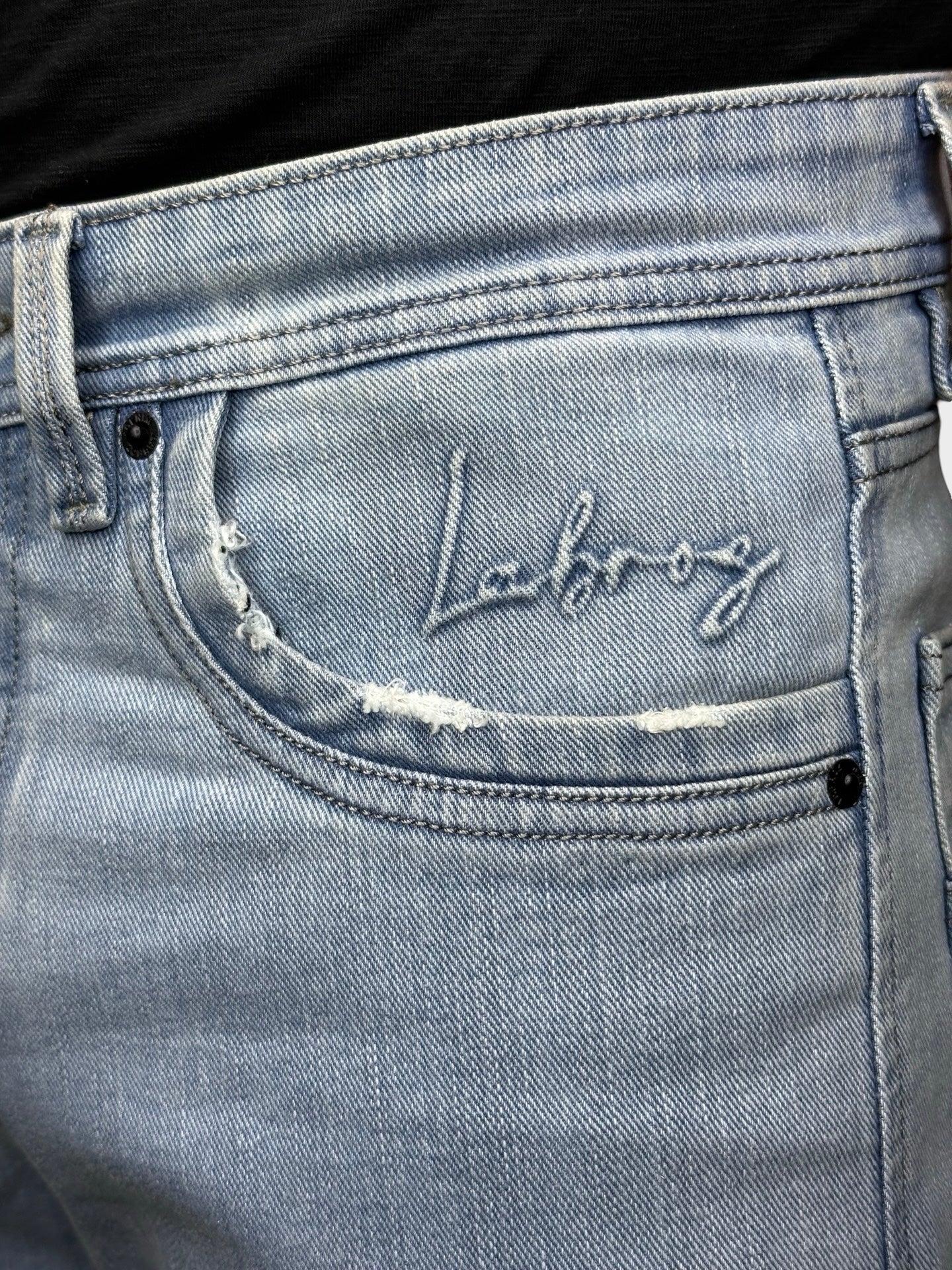 Men's Ice Blue Straight Fit Denim Jeans