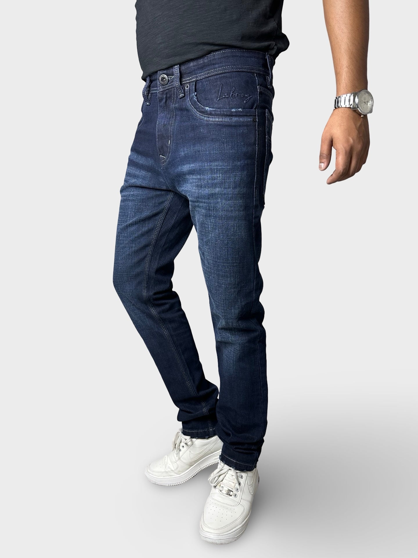 Men's Navy Blue Straight Fit Denim Jeans