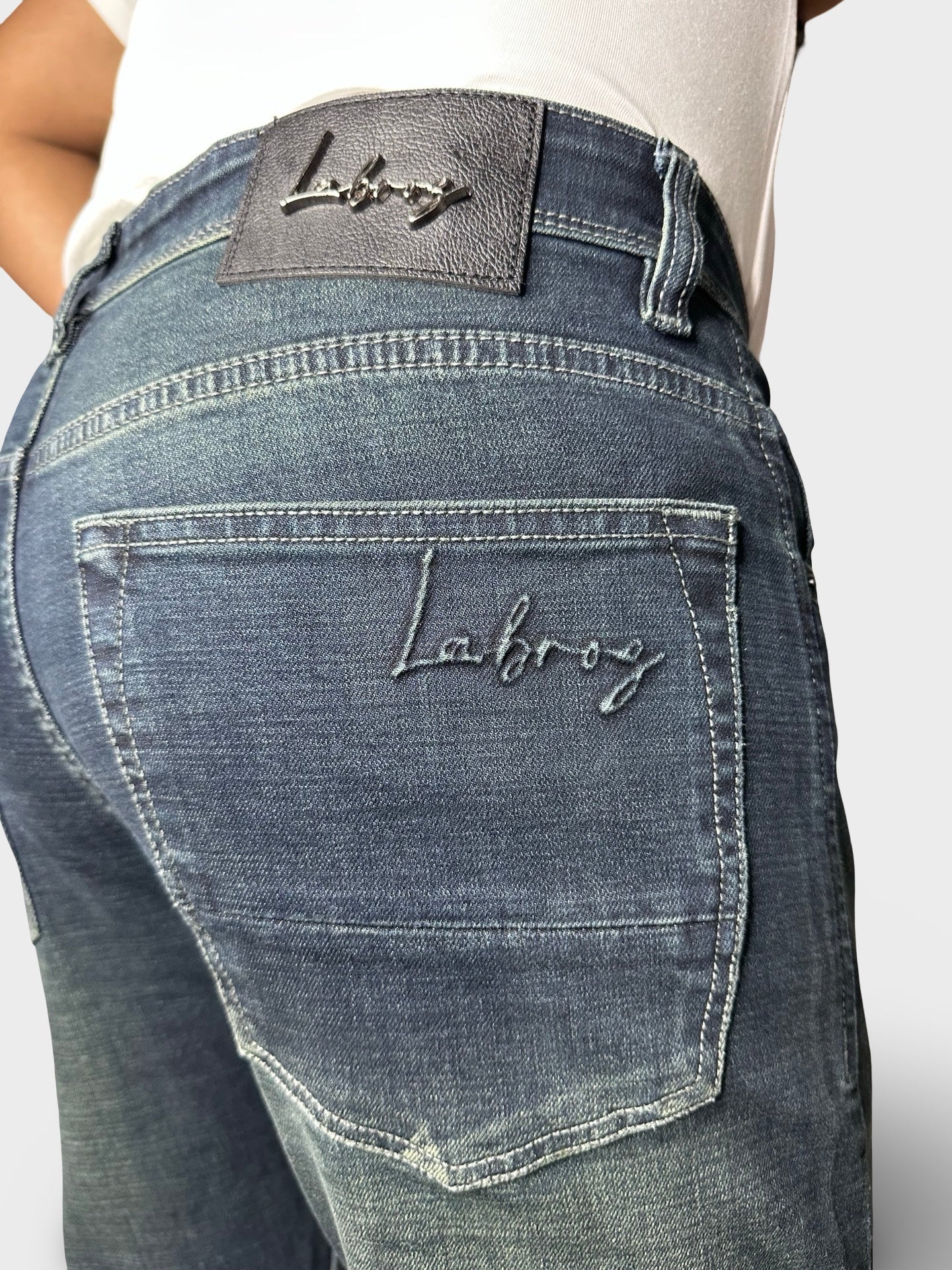 Men's Straight Fit Slate Blue Stretch Denim Jeans