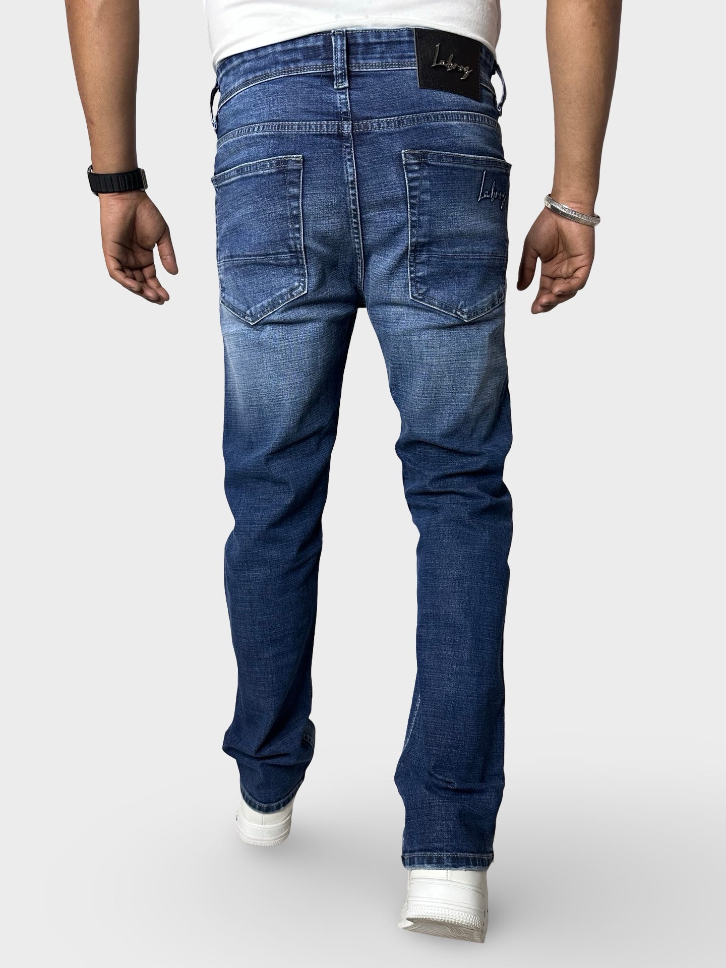 Men's Straight Fit Fade Blue Stretch Denim Jeans
