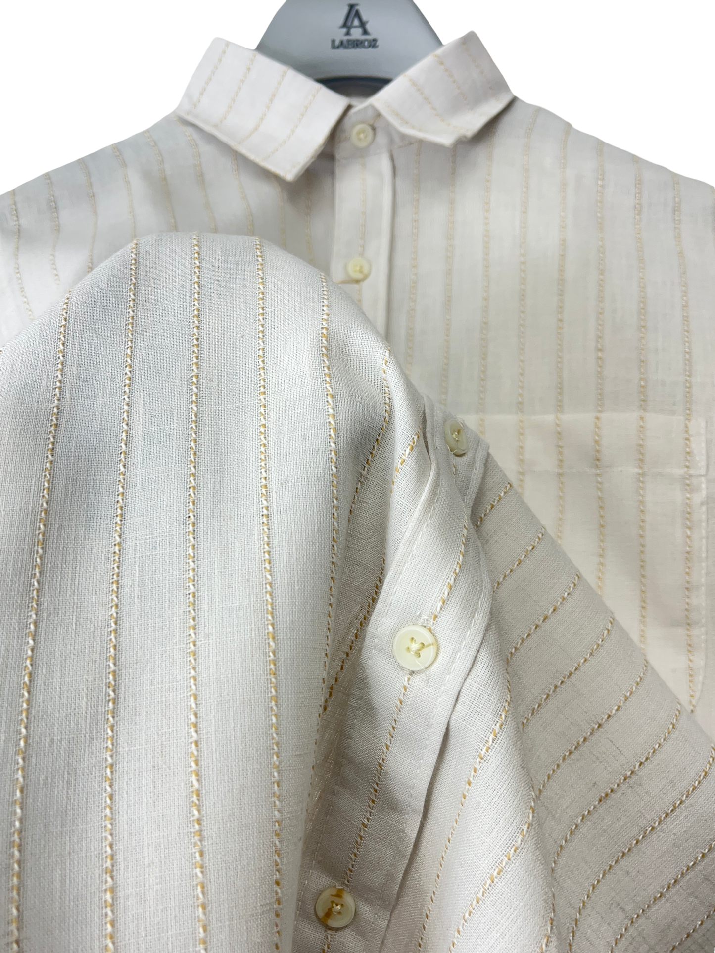 Men's Slim Fit Striped White Linen Shirt