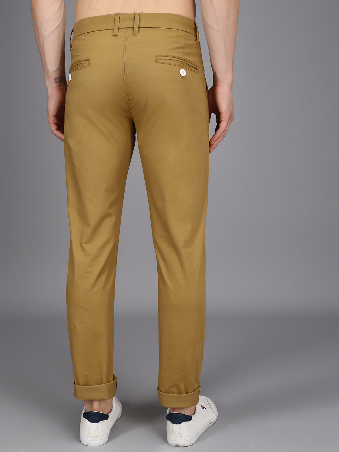 Chestnut Yellow Stretchable Slim Fit Casual Cotton Chino Pants