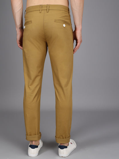 Chestnut Yellow Stretchable Slim Fit Casual Cotton Chino Pants