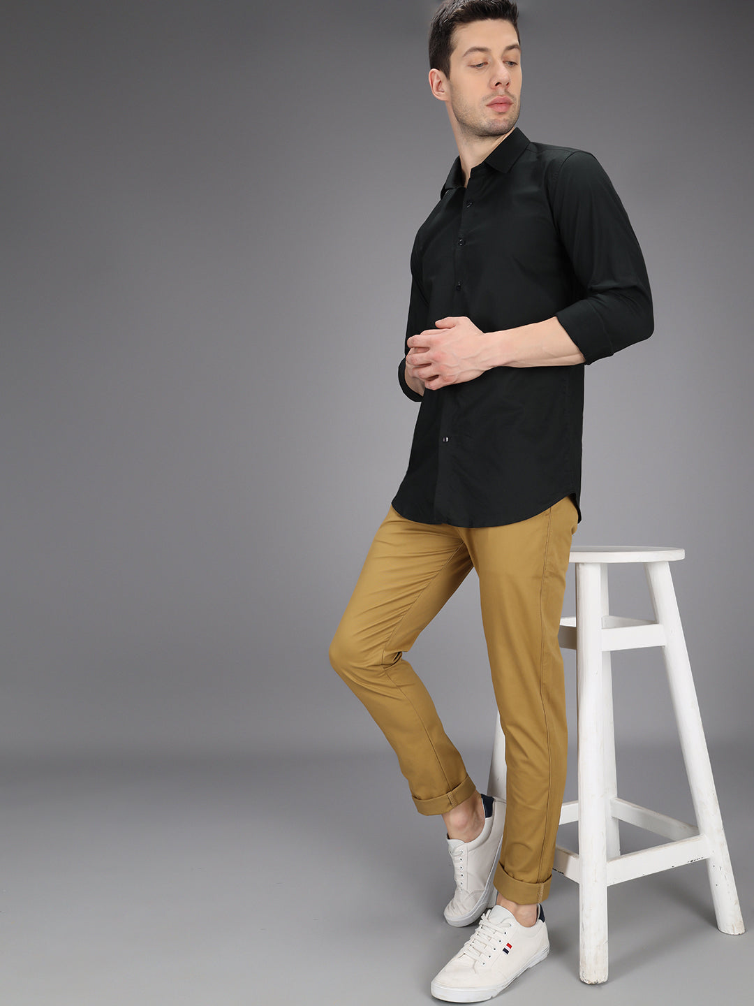 Chestnut Yellow Stretchable Slim Fit Casual Cotton Chino Pants