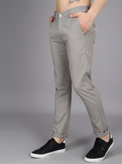 Steel Grey Stretchable Slim Fit Casual Cotton Chino Pants