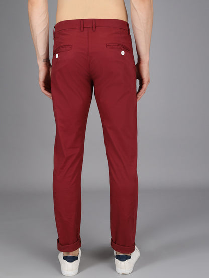 Robin Red Stretchable Slim Fit Casual Cotton Chino Pants