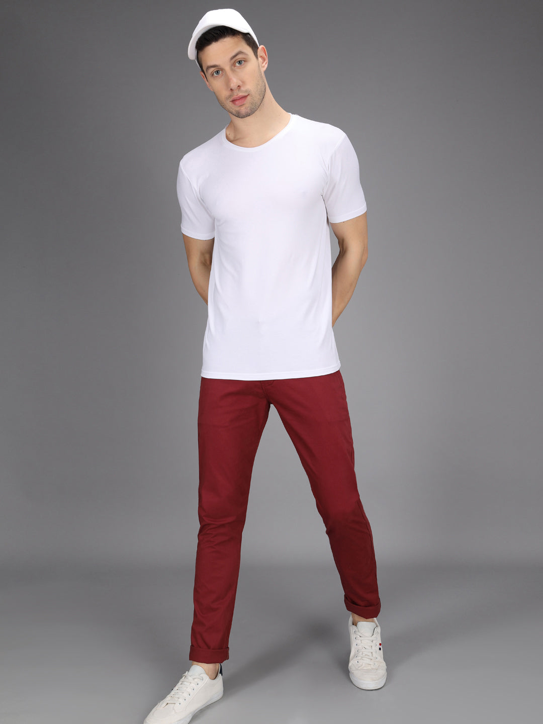 Robin Red Stretchable Slim Fit Casual Cotton Chino Pants