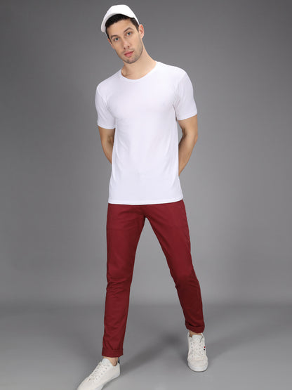 Robin Red Stretchable Slim Fit Casual Cotton Chino Pants