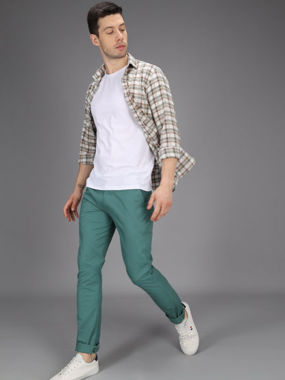 Mint Green Stretchable Slim Fit Casual Cotton Chino Pants