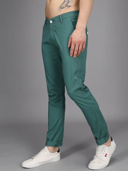 Mint Green Stretchable Slim Fit Casual Cotton Chino Pants