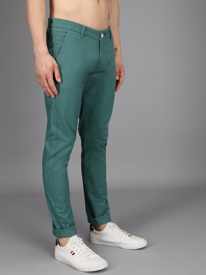 Mint Green Stretchable Slim Fit Casual Cotton Chino Pants