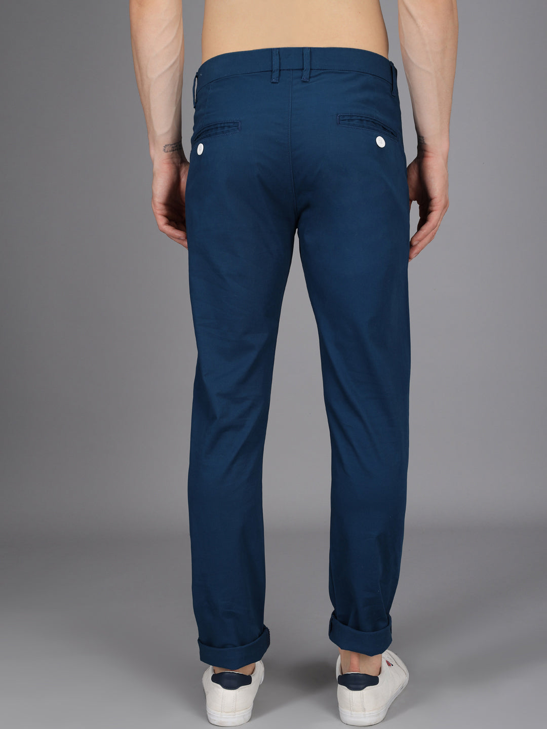 Indigo Blue Stretchable Slim Fit Casual Cotton Chino Pants