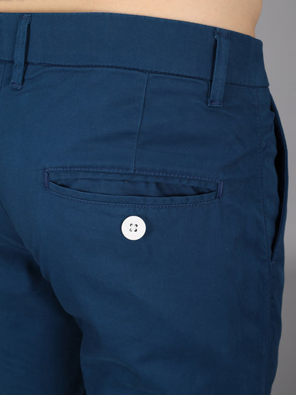 Indigo Blue Stretchable Slim Fit Casual Cotton Chino Pants