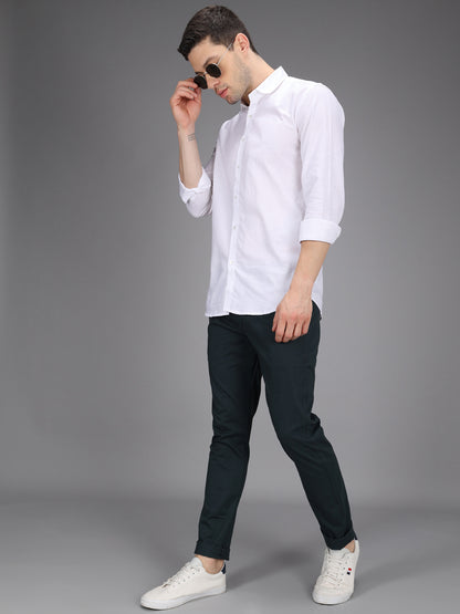 Basil Green Stretchable Slim Fit Casual Cotton Chino Pants