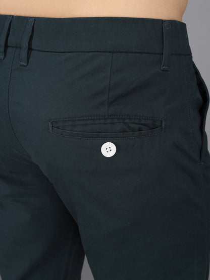 Basil Green Stretchable Slim Fit Casual Cotton Chino Pants