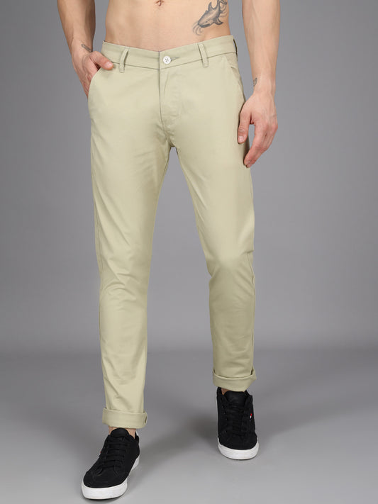 Pista Green Stretchable Slim Fit Casual Cotton Chino Pants