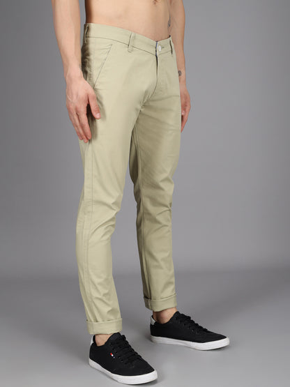 Pista Green Stretchable Slim Fit Casual Cotton Chino Pants