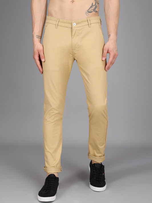 Khaki Stretchable Slim Fit Casual Cotton Chino Pants