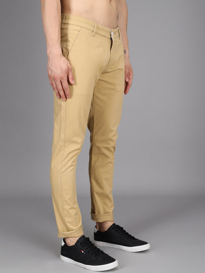 Khaki Stretchable Slim Fit Casual Cotton Chino Pants