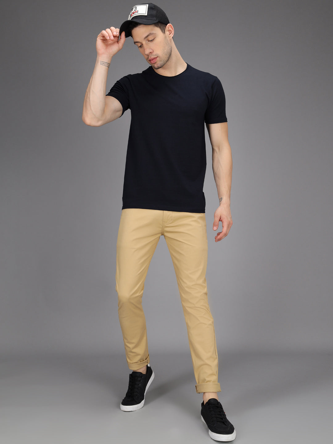 Khaki Stretchable Slim Fit Casual Cotton Chino Pants