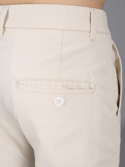 Beige Stretchable Slim Fit Casual Cotton Chino Pants