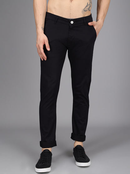 Black Stretchable Slim Fit Casual Cotton Chino Pants