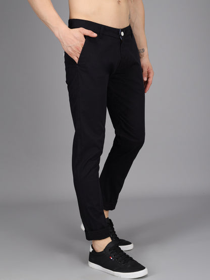 Black Stretchable Slim Fit Casual Cotton Chino Pants