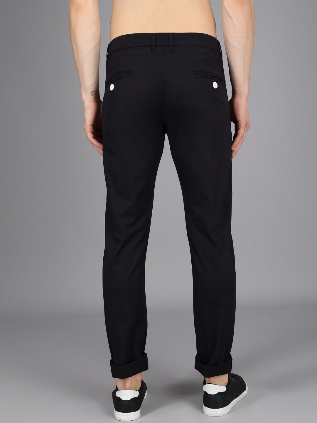 Black Stretchable Slim Fit Casual Cotton Chino Pants