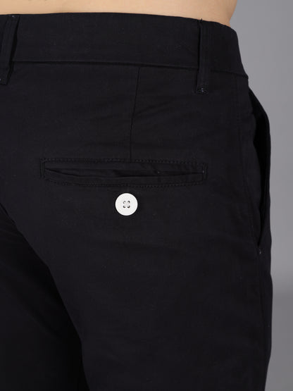 Black Stretchable Slim Fit Casual Cotton Chino Pants