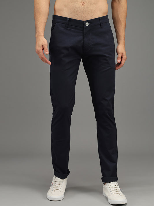 Navy Blue Stretchable Slim Fit Casual Cotton Chino Pants