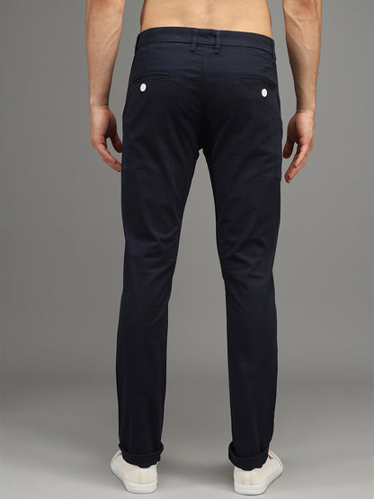 Navy Blue Stretchable Slim Fit Casual Cotton Chino Pants