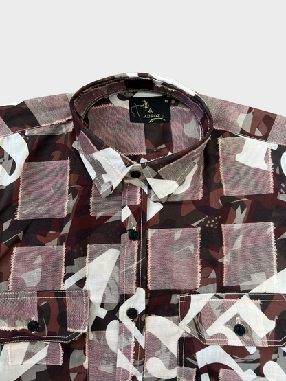 CUT WORK MULTICOLOR ABSTRACT SHIRT