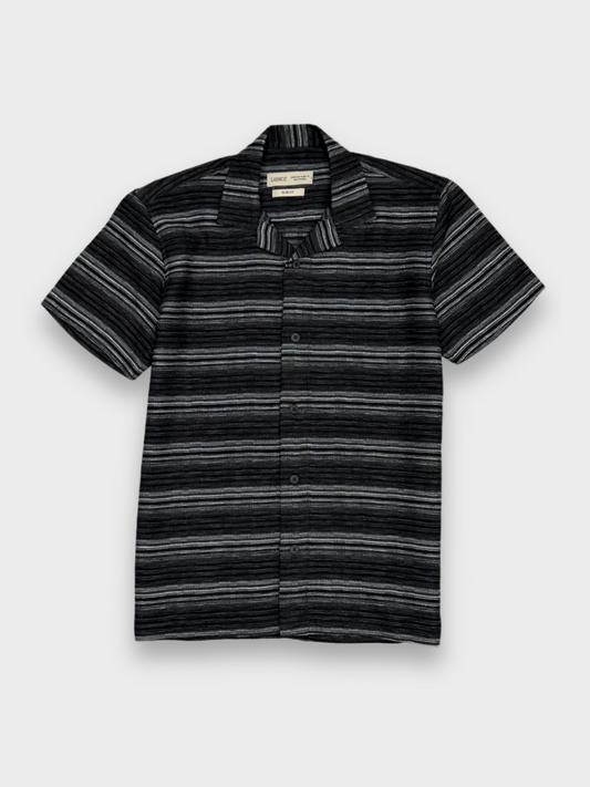 BLACK STRIPED TEXTURED HALF SLEEVES SHIRT