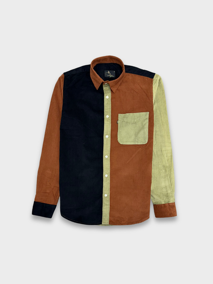 Men's Slim Fit Color Block Corduroy Shirt