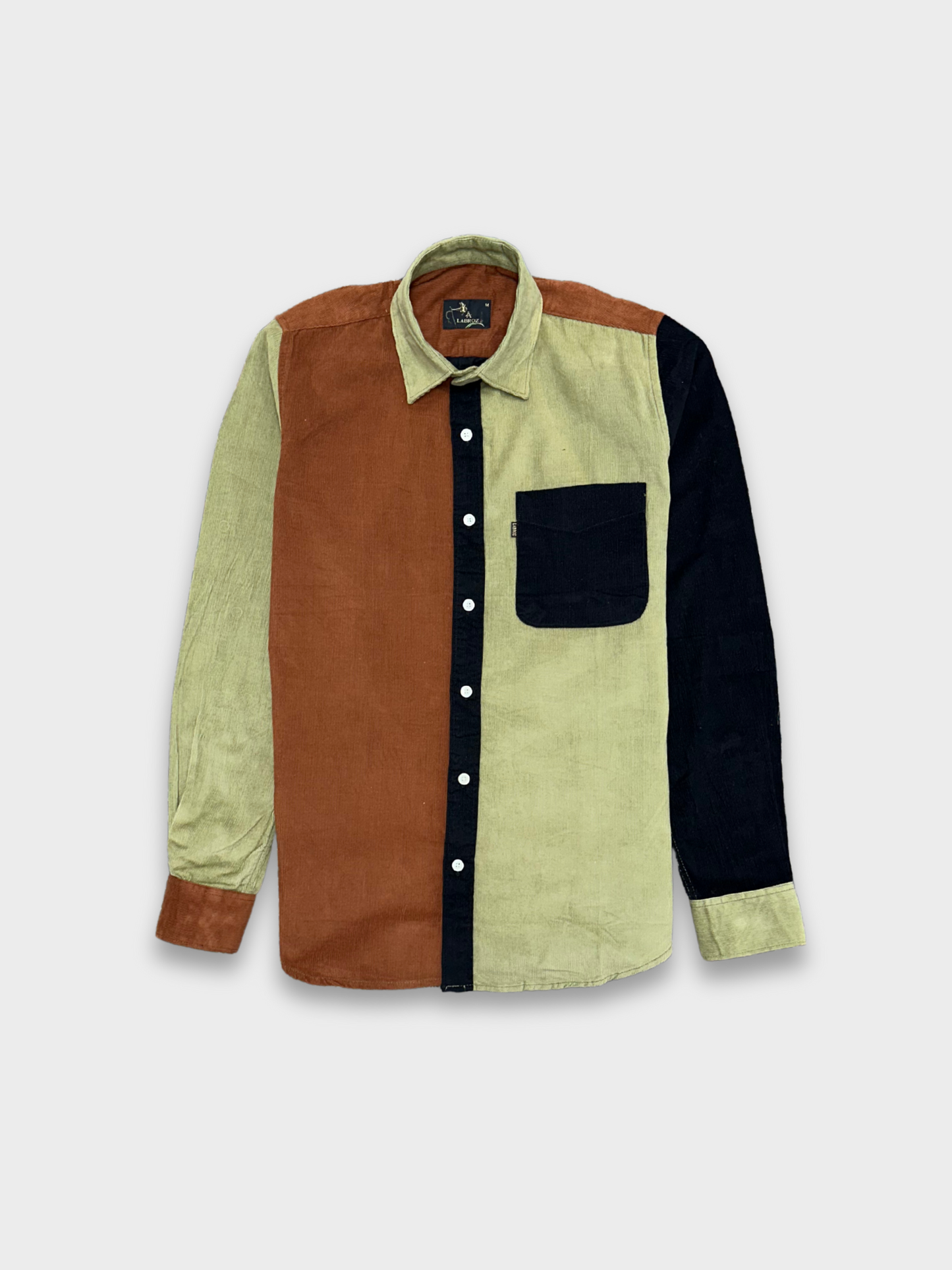 Men's Slim Fit Color Block Corduroy Shirt