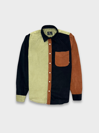Men's Slim Fit Color Block Corduroy Shirt