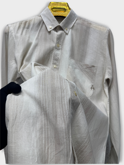 TAN SLIM FIT LINEN BLEND SHIRT