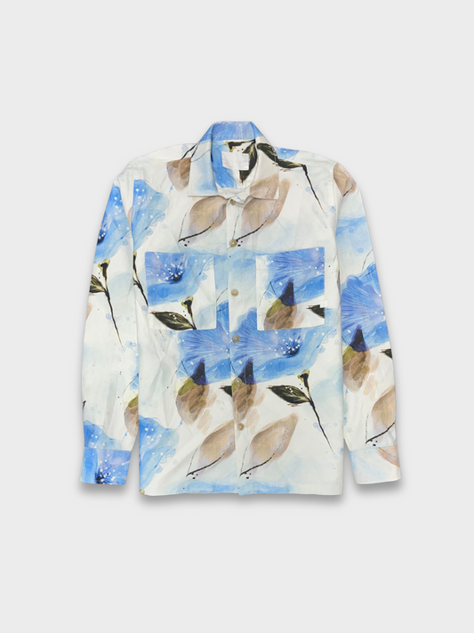 Men's Relaxed Fit Floral Print Heavy Twill Camp Collar Shirt