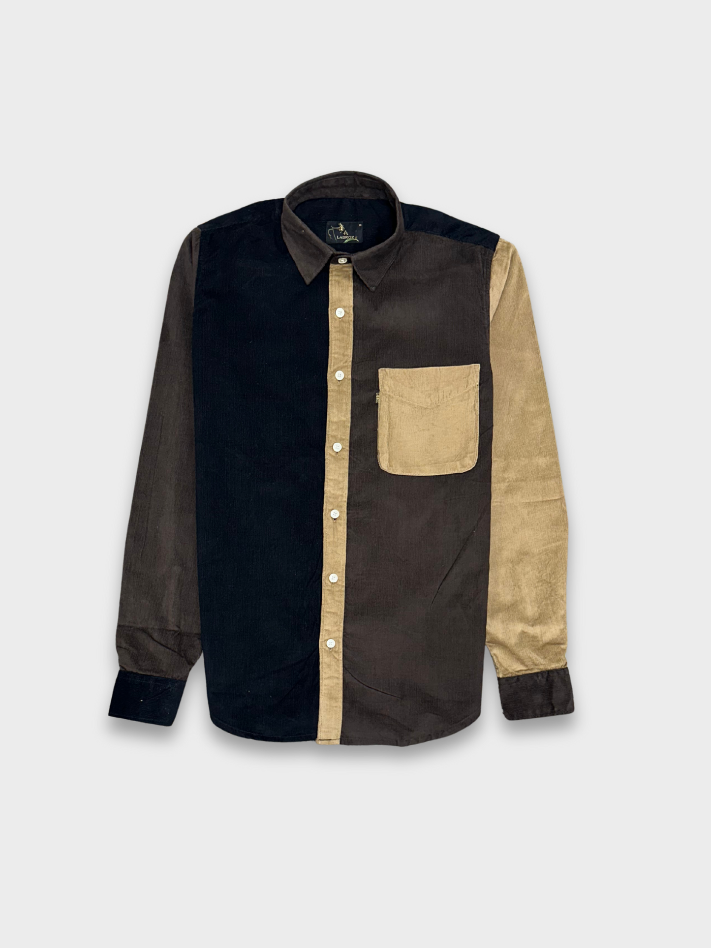 Men's Slim Fit Color Block Corduroy Shirt