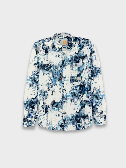 Men's Slim Fit Abstract Paint Natural Jute Shirt