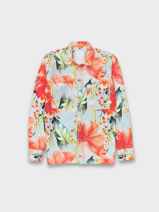 Men's Relaxed Fit Floral Print Heavy Twill Camp Collar Shirt
