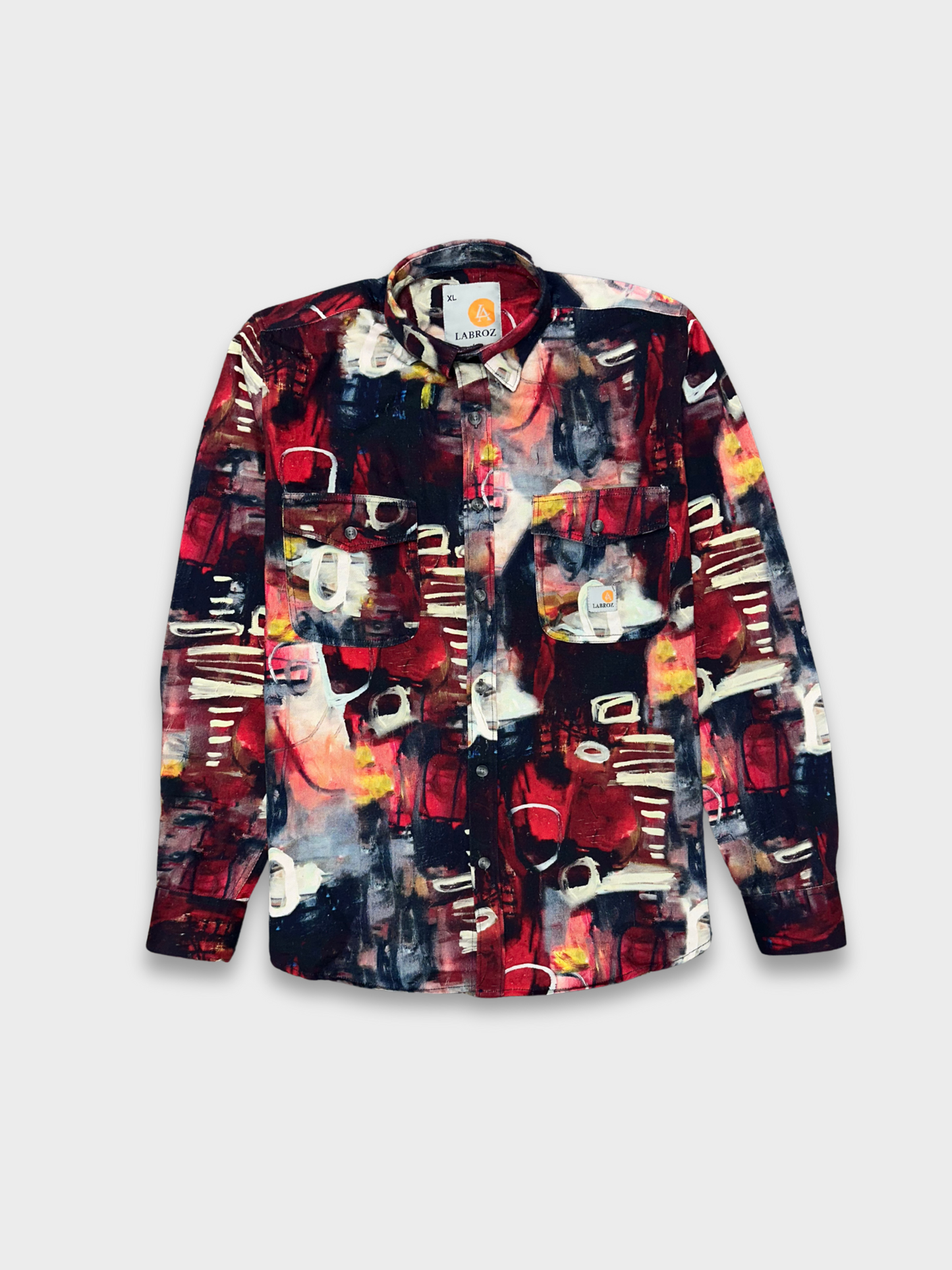 Men's Slim Fit Abstract Paint Natural Jute Shirt