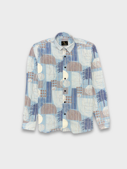 Men’s Crinkle Fabric Abstract Print Shirt
