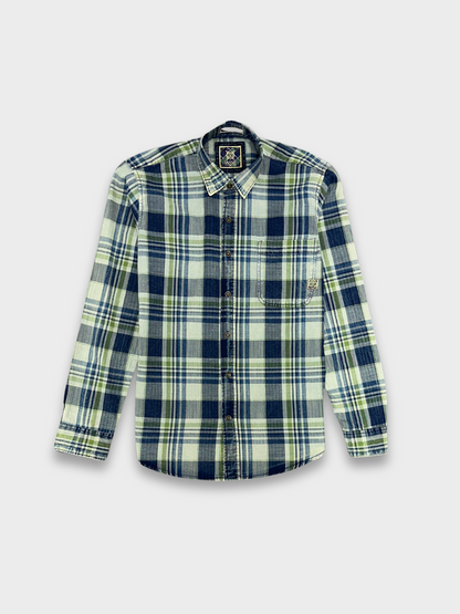 Men's Herringbone Indigo Check Shirt