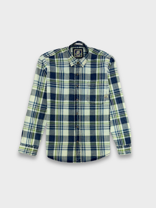 Men's Herringbone Indigo Check Shirt