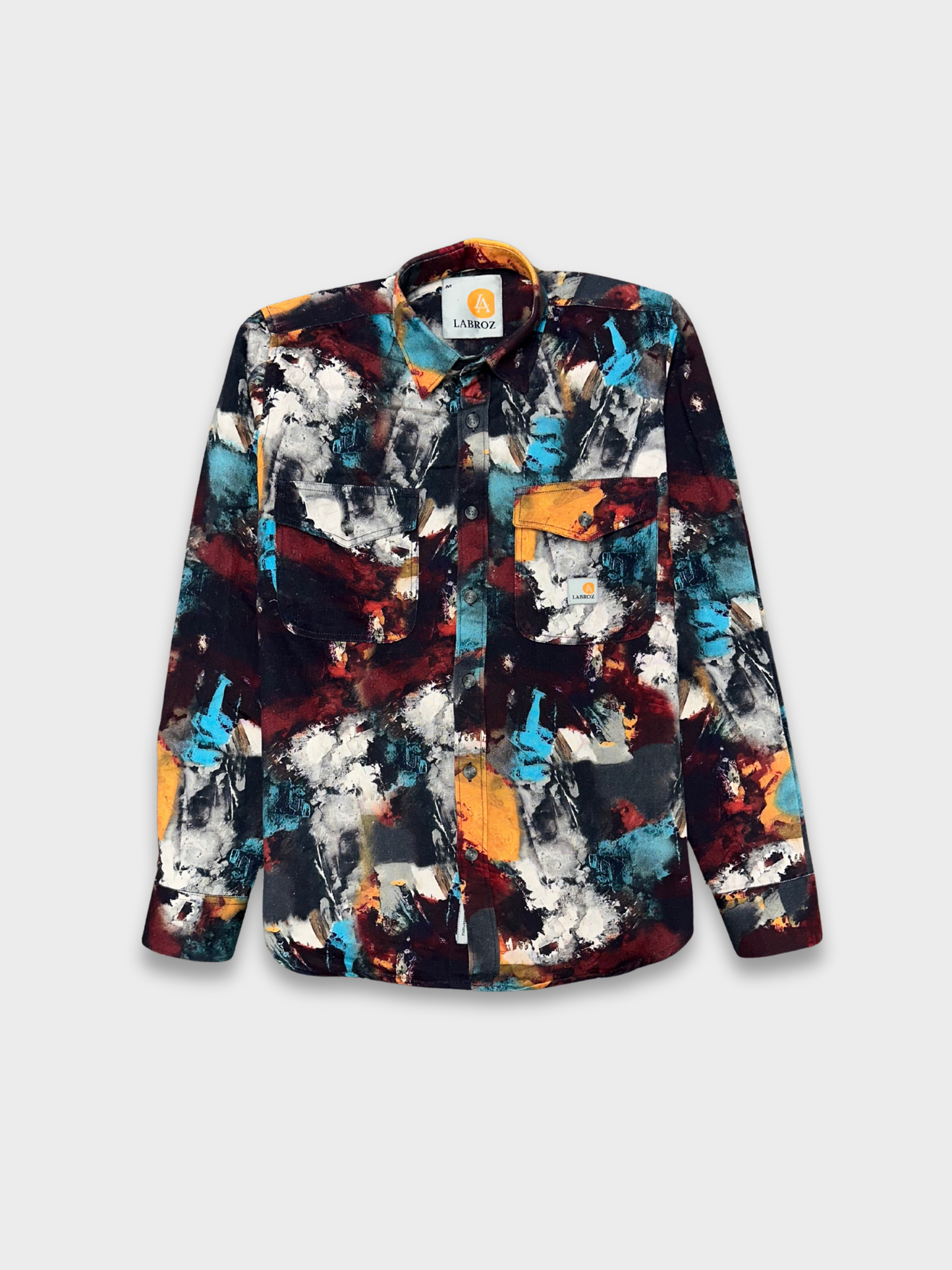 Men's Slim Fit Abstract Paint Natural Jute Shirt