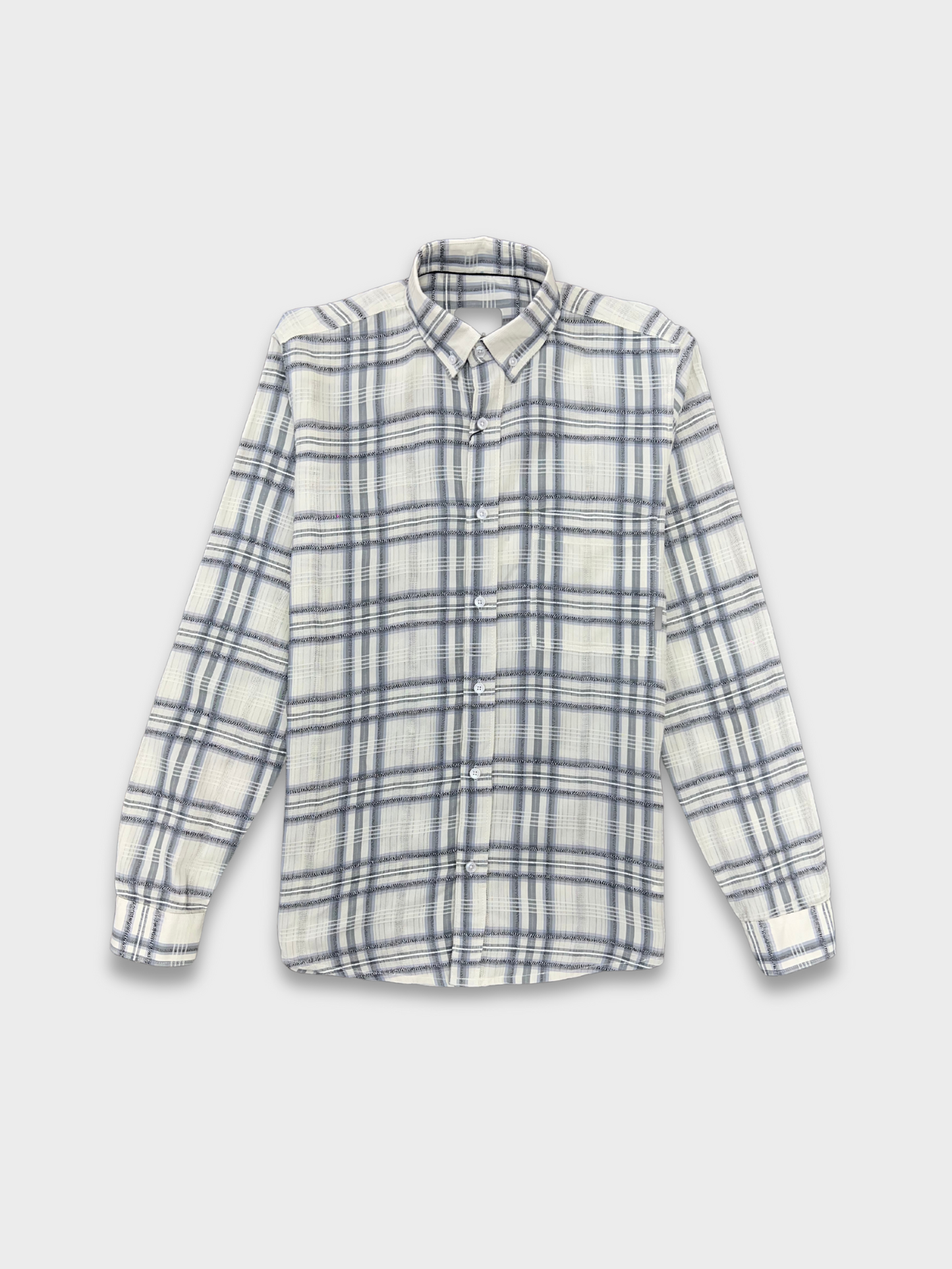 MEN'S SHANEEL EMBROIDERED GREY CHECK SLIM FIT SHIRT